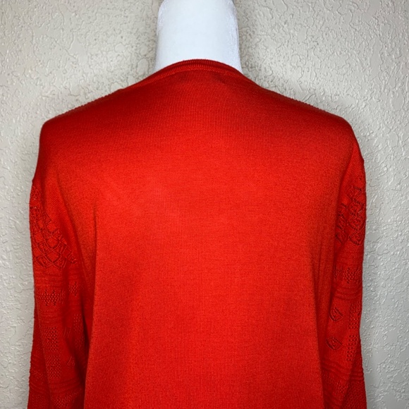 Abito Orange Lace Sweater Open Front Cardigan Women's Size Medium - Picture 5 of 8